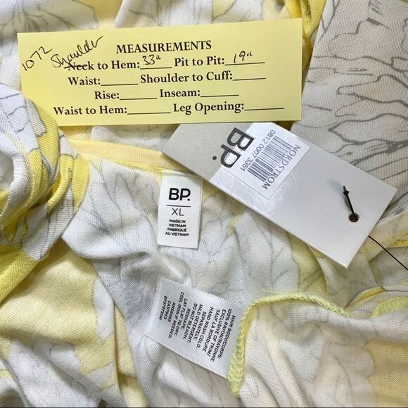 BP floral ruffle deep V neck bodysuit yellow white size XL NWT - Picture 7 of 7